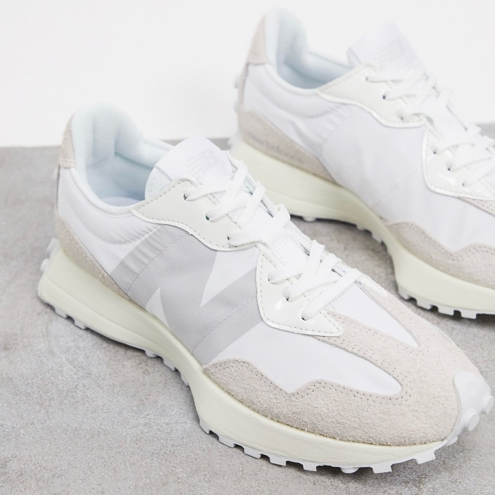 New Balance White and Cream Sneakers